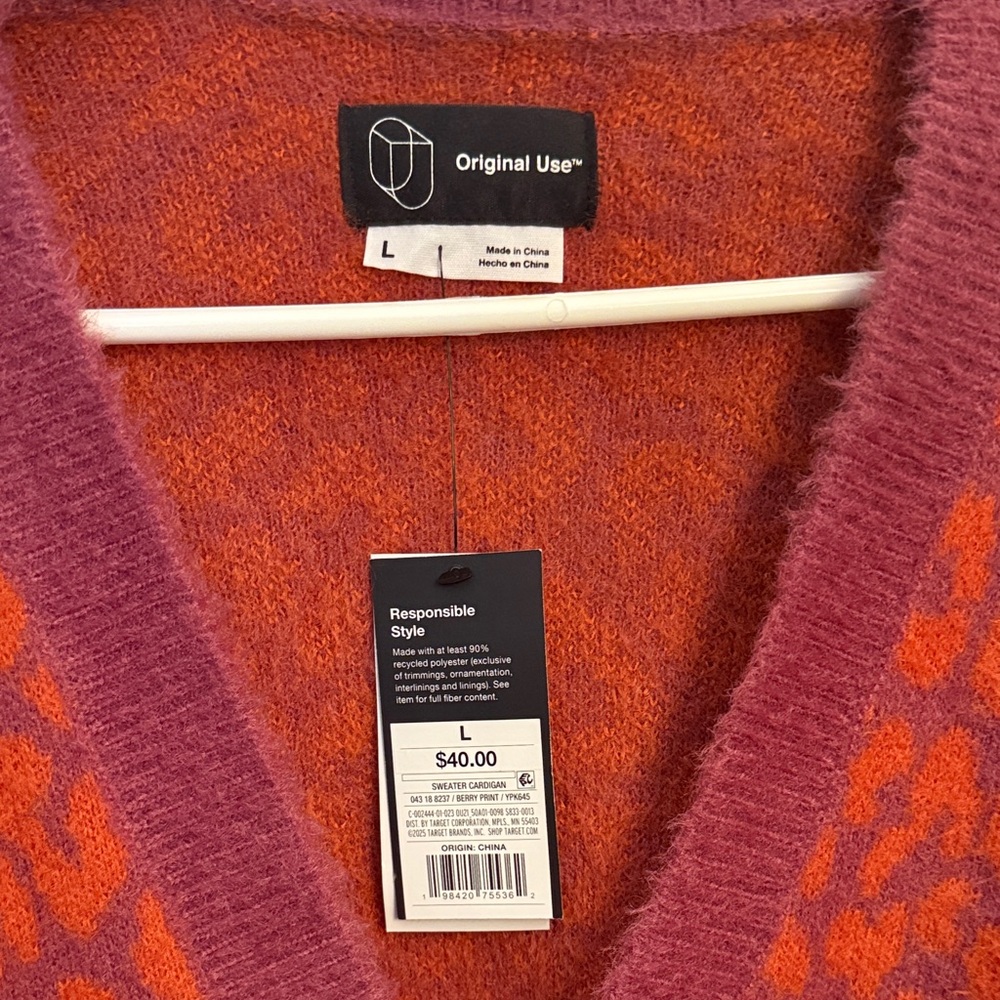 Men’s Pink and Orange Button Up Cardigan - Picture 4 of 9